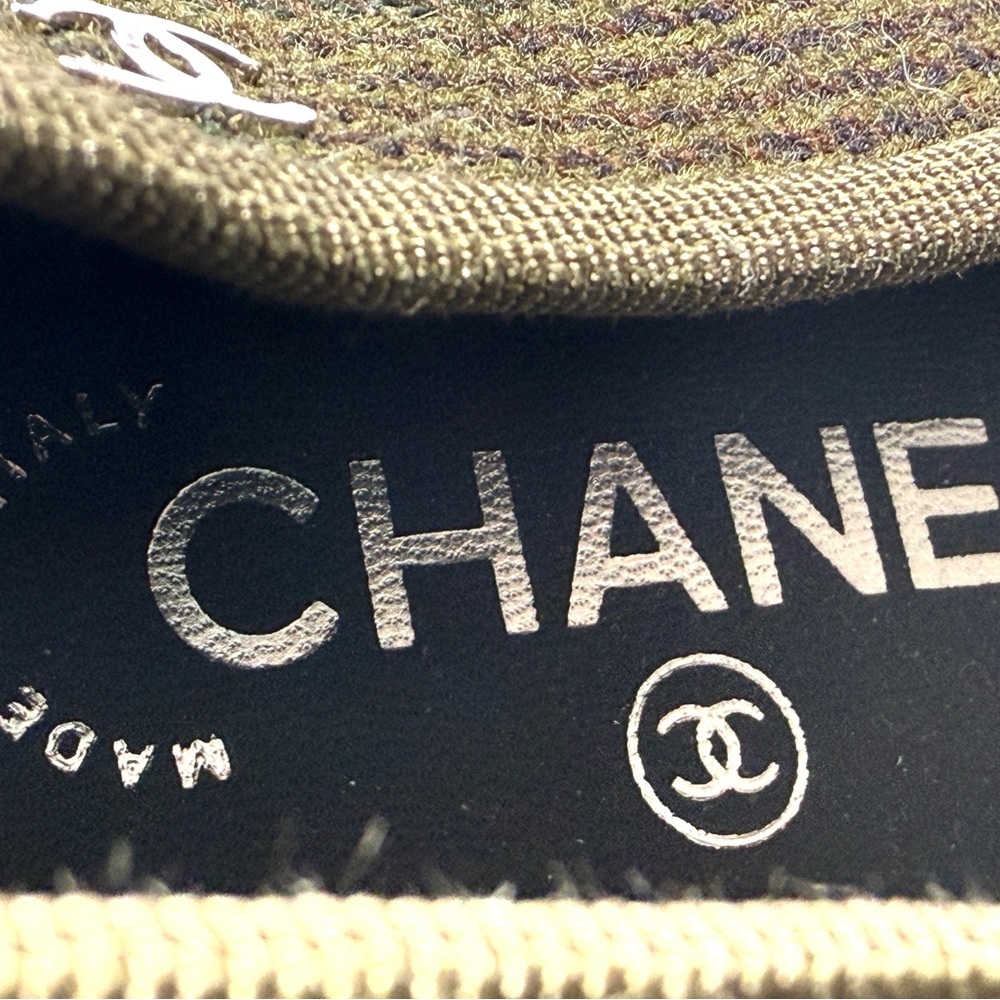 CHANEL Tweed Lambskin Cap Toe Ballerina Olive and Black Tweed Ballet Flats NWT - Picture 11 of 13